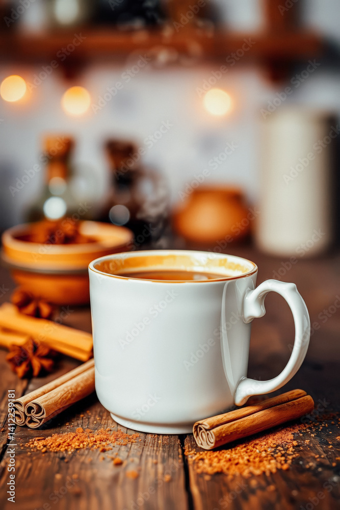 Warm Autumnal Drink with Cinnamon and Spices