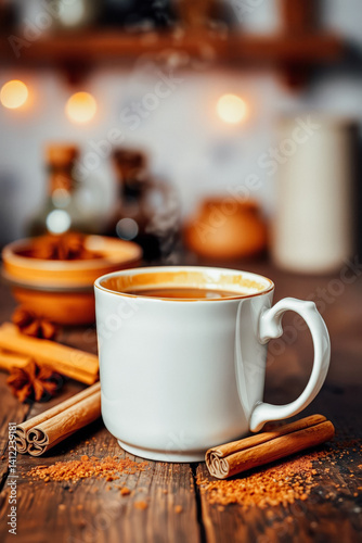 Obraz na płótnie Warm Autumnal Drink with Cinnamon and Spices w salonie