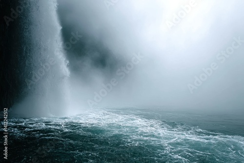 Waterfall Gradient: A waterfall with water transitioning from clear at the top to misty white at the bottom.