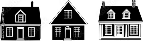 3 Pieces of Cape Cod style Houses designs, Cape Cod style Houses illustration art