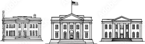 3 Pieces of Contemporary style Government buildings designs, Contemporary style Government buildings illustration art