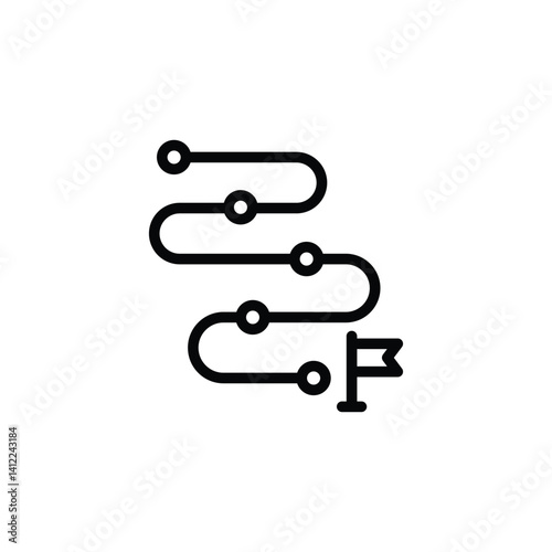 Following Route to Goal Thin Line Path Icon