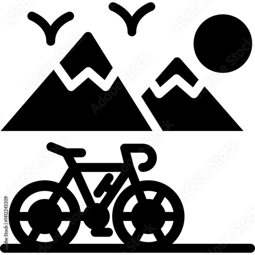 Mountain Biking Glyph Icon
