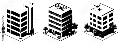 3 Pieces of Modern style Research facilities designs, Modern style Research facilities illustration art