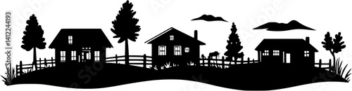 3 Pieces of Ranch style Motels designs, Ranch style Motels illustration art
