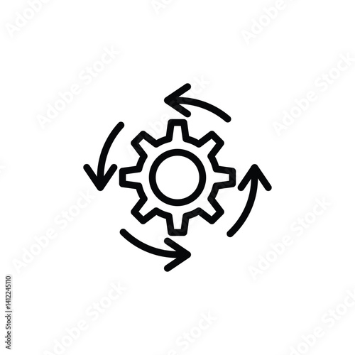 Gear Rotating with Arrows Concept for Process or Automation