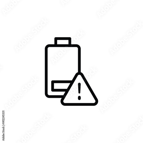 Battery Low Warning Icon Outline Style Problem Alert