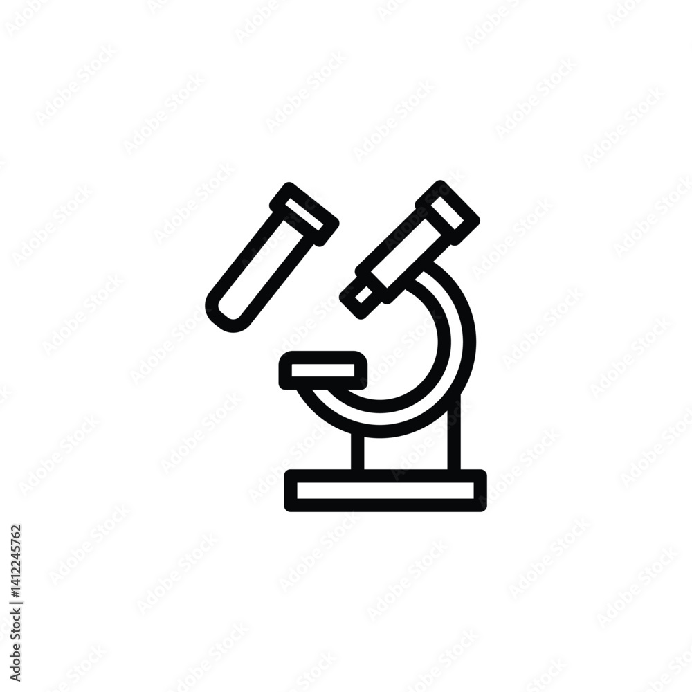 Microscope and Test Tube Icon for Science or Medical Use Microscope and Test Tube Icon for Science or Medical Use