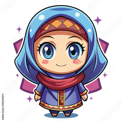 Cute anime girl wearing a hijab