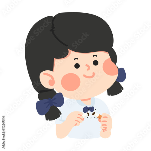 Kid girl breaking cigarette student
