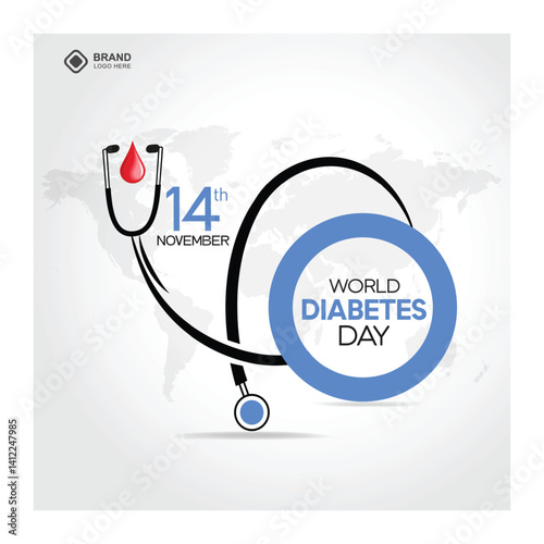 2650x2650 tempWorld Diabetes day, World Diabetes Day November 14th banner with diabetes icon illustration, Vector Illustration Banner poster and background