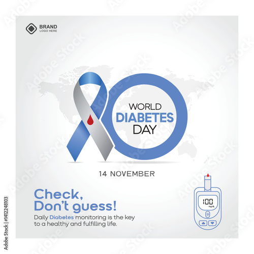 2650x2650 tempWorld Diabetes day, World Diabetes Day November 14th banner with diabetes icon illustration, Vector Illustration Banner poster and background