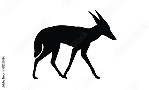 Jackal silhouette, Wild canine vector, Line art jackal illustration
