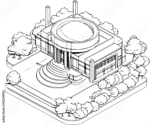 Modern style Civic center isometric design, Modern style Civic center vector graphic