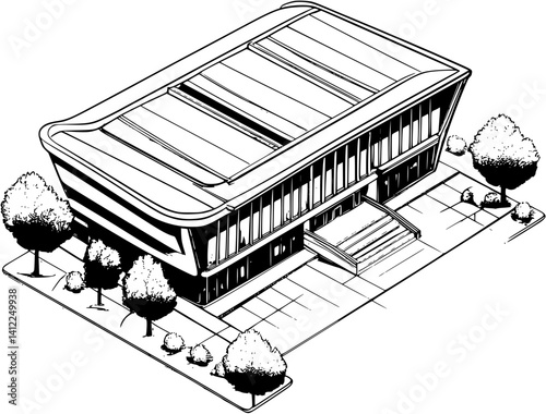 Modern style Convention center isometric design, Modern style Convention center vector graphic
