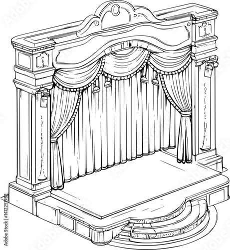 Contemporary style Theater isometric design, Contemporary style Theater vector illustration