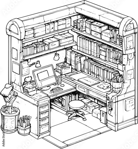 Craftsman style Post office isometric design, Craftsman style Post office vector illustration