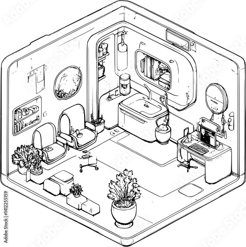 Contemporary style Laboratory isometric design, Contemporary style Laboratory illustration art