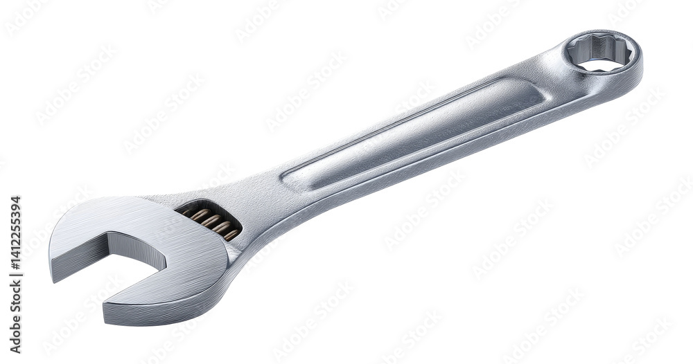Hyperrealistic Photograph of an Open Steel Wrench on a Transparent Background Hyperrealistic Photograph of an Open Steel Wrench on a Transparent Background
