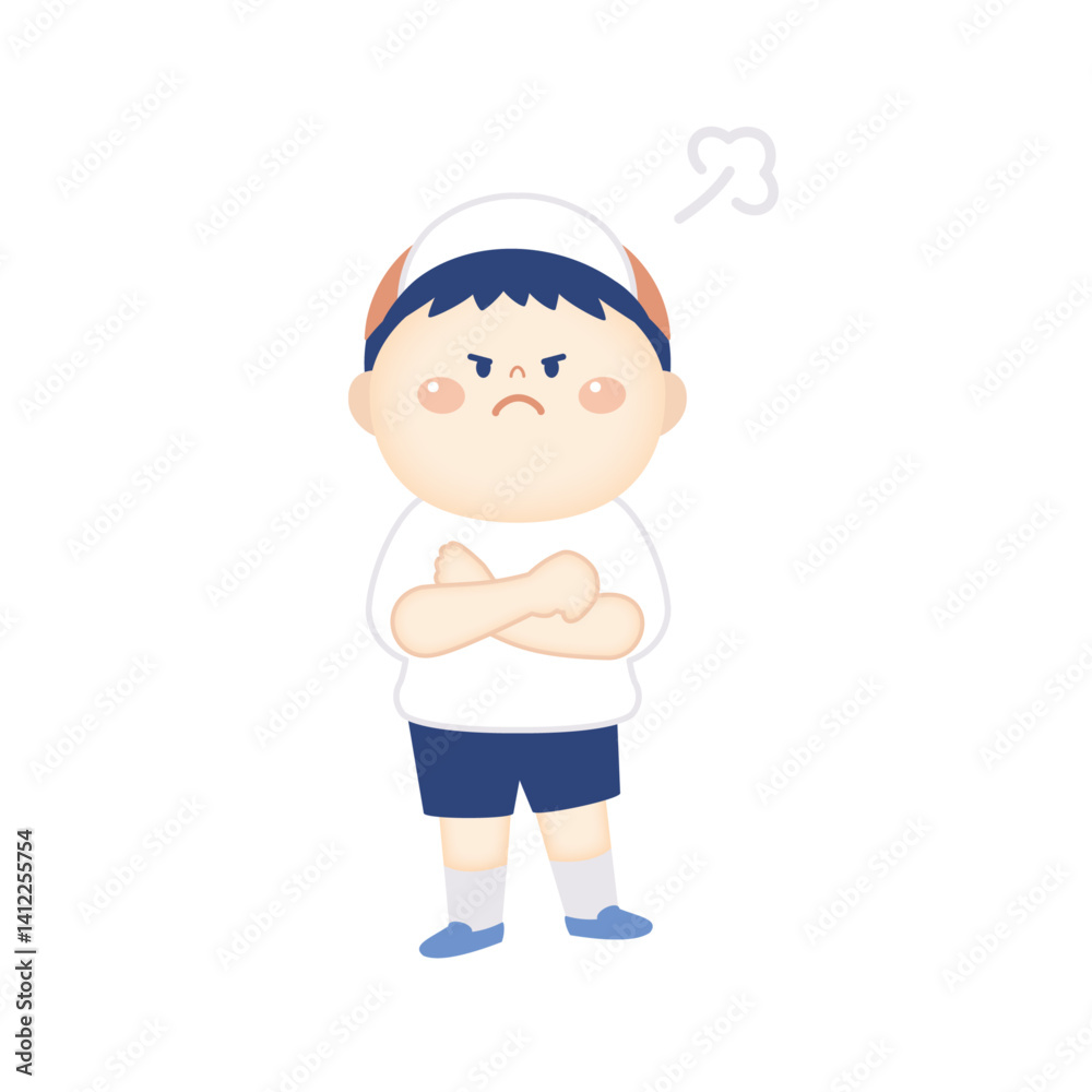 怒っている体操着の男の子のイラスト 全身 怒っている体操着の男の子のイラスト 全身