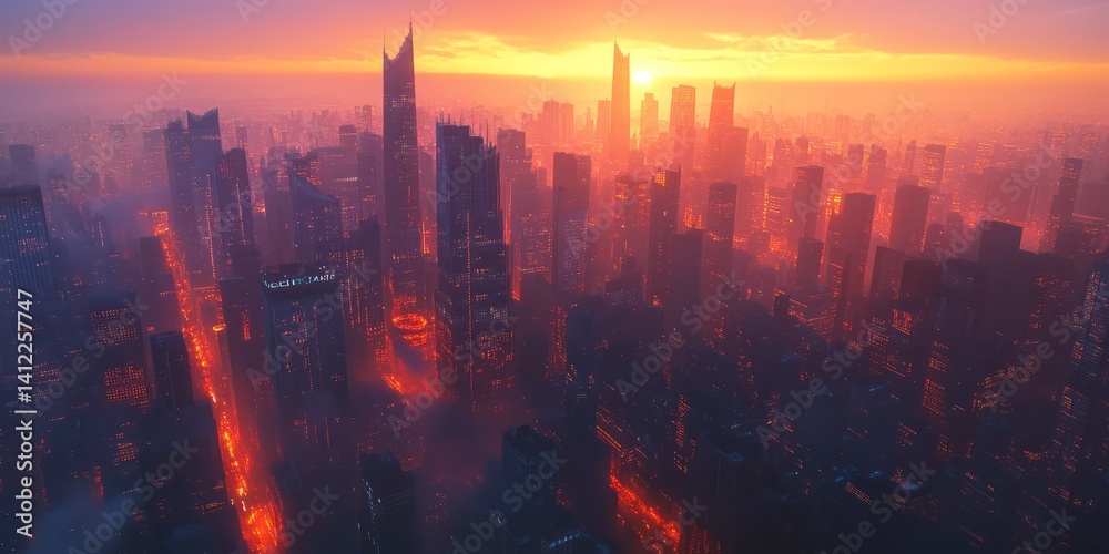 Fototapeta premium Cityscape dawn view