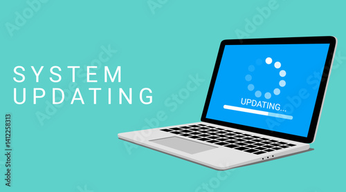 laptop computer software system update development concept vector illustration