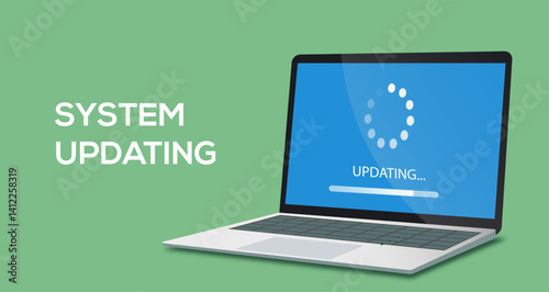 laptop computer software system update development concept vector illustration