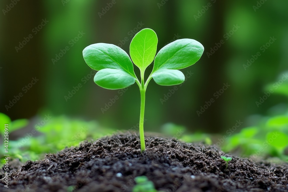 Fototapeta premium A time-lapse effect of a tiny seed sprouting into a green seedling