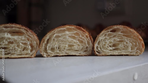 Detailed Shot of Cross-Section – Perfect Croissant Honeycomb