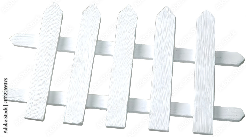 A white picket fence on a clean white background, perfect for design projects related to home, garden, or rustic themes.
A white picket fence on a clean white background, perfect for design projects related to home, garden, or rustic themes.