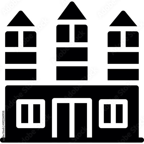 Ancient Fortress Glyph Icon