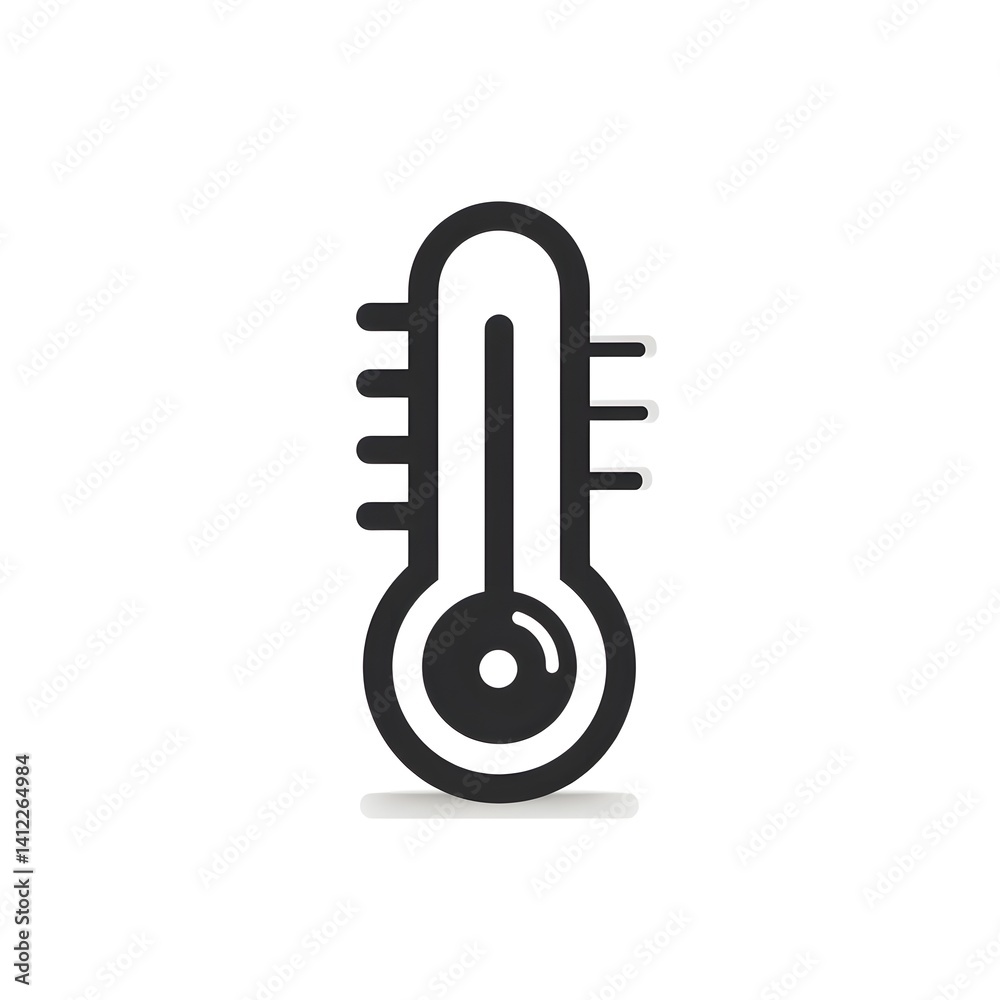 Simple Black Line Thermometer Icon on White Background Simple Black Line Thermometer Icon on White Background