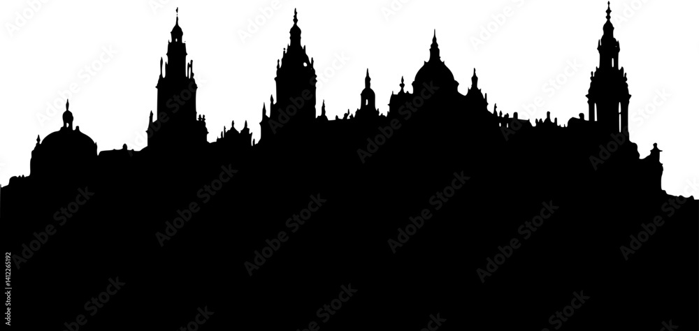 Obraz premium Silhouette of Baroque style Castle design, Baroque style Castle vector graphic