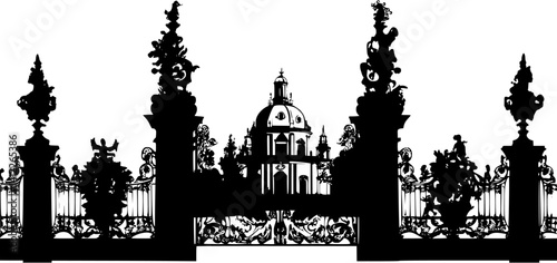 Silhouette of Baroque style Summer residence design, Baroque style Summer residence vector graphic