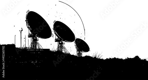 Silhouette of Contemporary style Broadcasting facility design, Contemporary style Broadcasting facility vector graphic