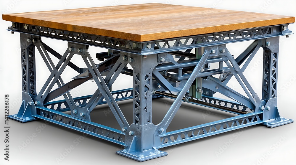 Industrial Adjustable Height Work Table with Wood Top Steel Frame and Lifting Mechanism Industrial Adjustable Height Work Table with Wood Top Steel Frame and Lifting Mechanism
