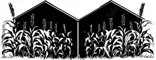 Silhouette of Farmhouse style Corn crib design, Farmhouse style Corn crib vector graphic