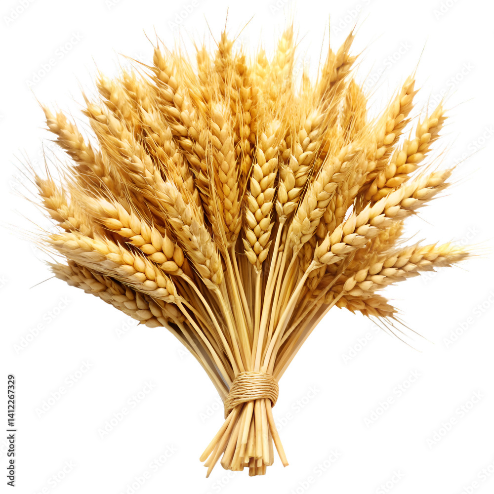Fototapeta premium Golden Wheat Harvest on White