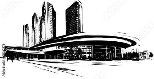 Silhouette of Modern style Convention center design, Modern style Convention center vector graphic