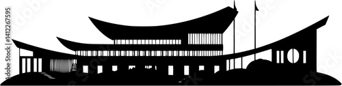 Silhouette of Modern style Cultural center design, Modern style Cultural center vector graphic