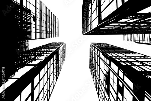 Silhouette of Modern style Office tower design, Modern style Office tower vector graphic
