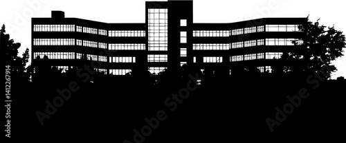 Silhouette of Modern style University building design, Modern style University building vector graphic