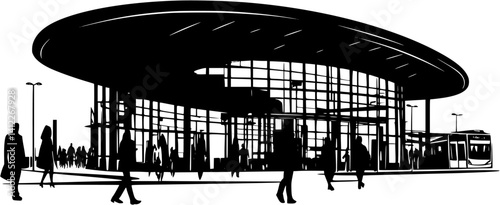 Silhouette of Modern style Transit hub design, Modern style Transit hub vector graphic