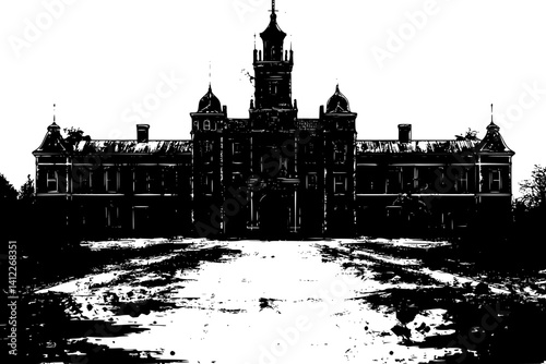 Silhouette of Victorian style Asylum design, Victorian style Asylum vector graphic