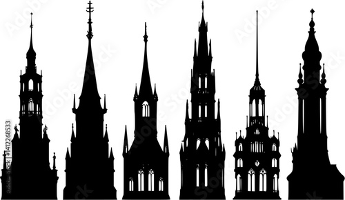 Silhouette of Victorian style Skyscraper design, Victorian style Skyscraper vector graphic