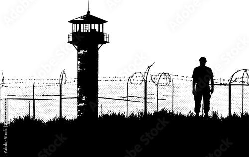 Silhouette of Victorian style Prison design, Victorian style Prison vector graphic