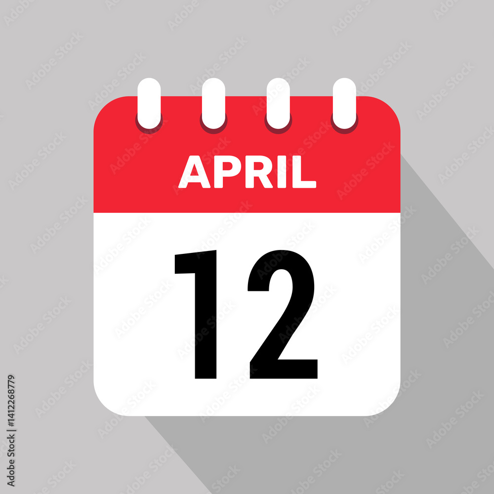 12 april calendar icon vector illustration graphic design 12 april calendar icon vector illustration graphic design