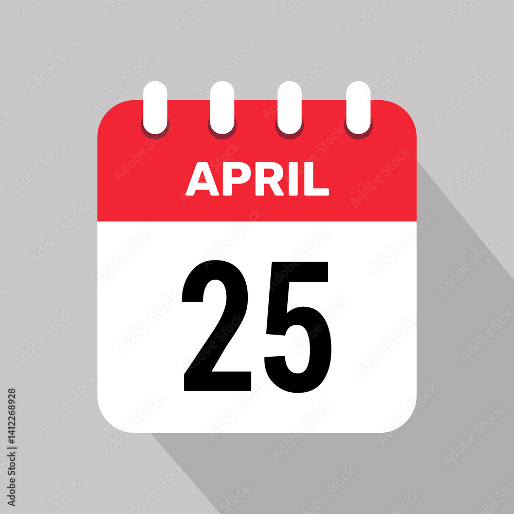 25 april calendar icon vector illustration graphic design 25 april calendar icon vector illustration graphic design