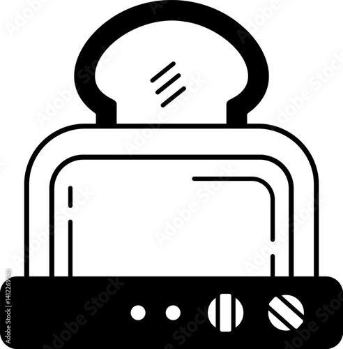 black and white icon of a toaster oven