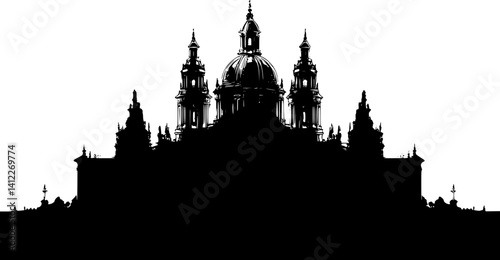 Silhouette of Baroque style Cathedral design, Baroque style Cathedral vector image